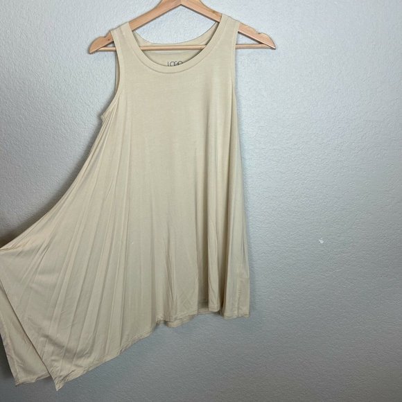 LOGO Lori Goldstein Knit Tank Size XS Exaggerated Asymmetric Hem Coconut A305434 - Picture 4 of 12